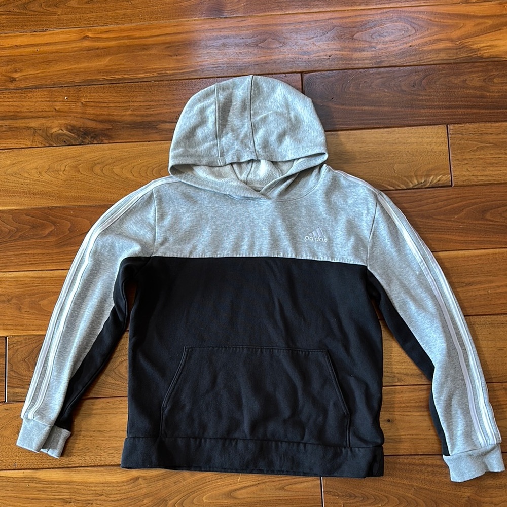 Adidas Light Gray and Black Hoodie